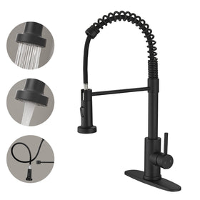VOTON black kitchen faucet pull-down sprayer for easy rinsing at the sink.