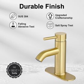 VOTON brushed gold deck plate compatible with 1-hole or 3-hole sinks.