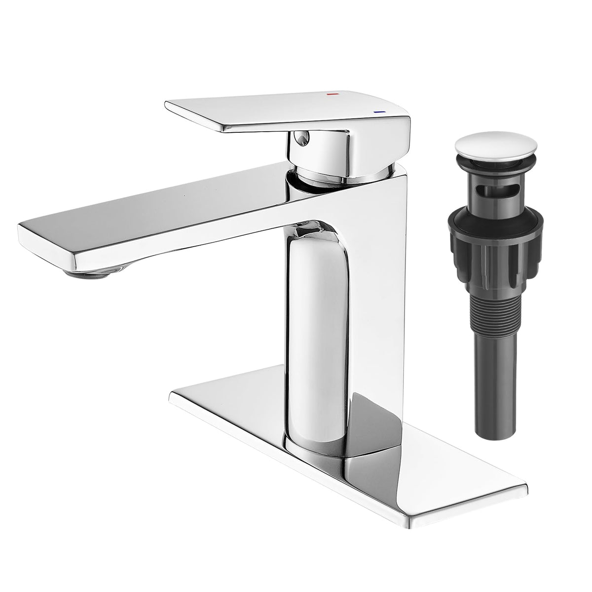 VOTON chrome bathroom faucet angle view showing a sleek durable finish and modern lines