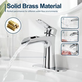 VOTON chrome faucet, deck-mount 3-hole configuration for versatile vanity layouts