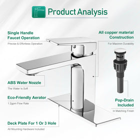 VOTON chrome bathroom faucet supply lines reveal corrosion-resistant stainless steel and safe tubing