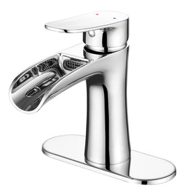 VOTON chrome bathroom faucet with waterfall spout for smooth hand washing