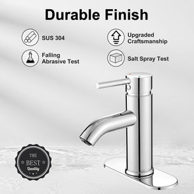 VOTON chrome faucet lever captures smooth single-handle control for easy temperature adjustment.