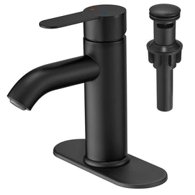 VOTON matte black faucet with deck plate for quick 1-hole installation