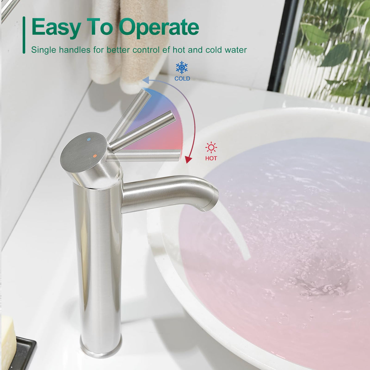 VOTON single-handle chrome faucet enabling precise control and smooth operation.