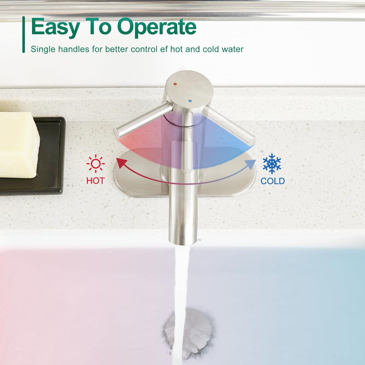 VOTON single-lever control enables precise temperature and flow adjustment.