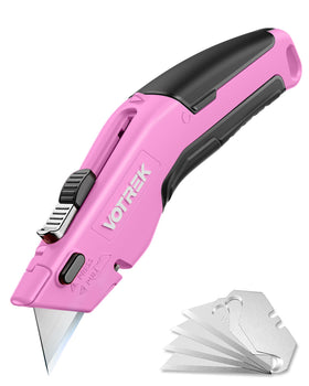 VOTREK pink box cutter with retractable lock for safe daily use.