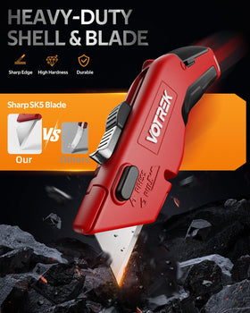 VOTREK Box Cutter manual lock keeps blade extended for heavy-duty work