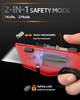 VOTREK Box Cutter auto-retracts for safer handling during quick cuts