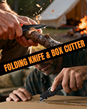 VOTREK SK5 high-carbon blades provide lasting sharpness for cardboard and rope tasks.