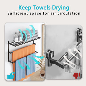 VOTZAAQ stainless steel towel holder in black adds rust resistance.