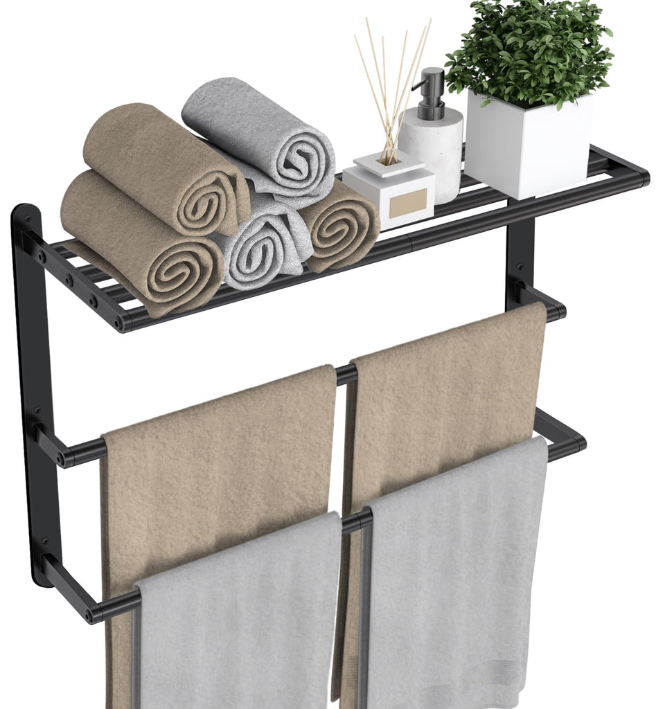 VOTZAAQ towel rack 24in double bar keeps towels organized and dry.
