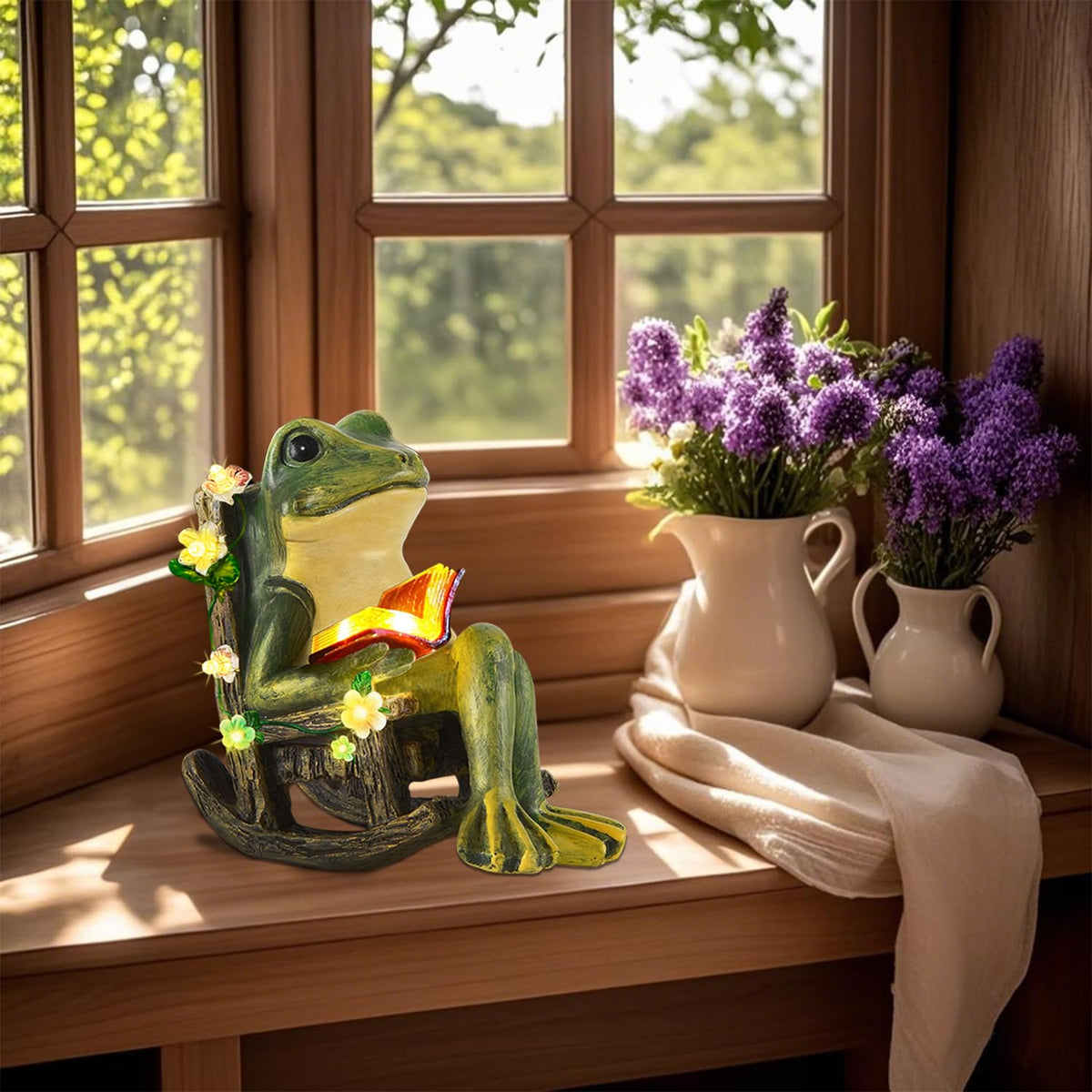 Vovkokc solar LED frog lights power automatically at dusk for energy efficiency.