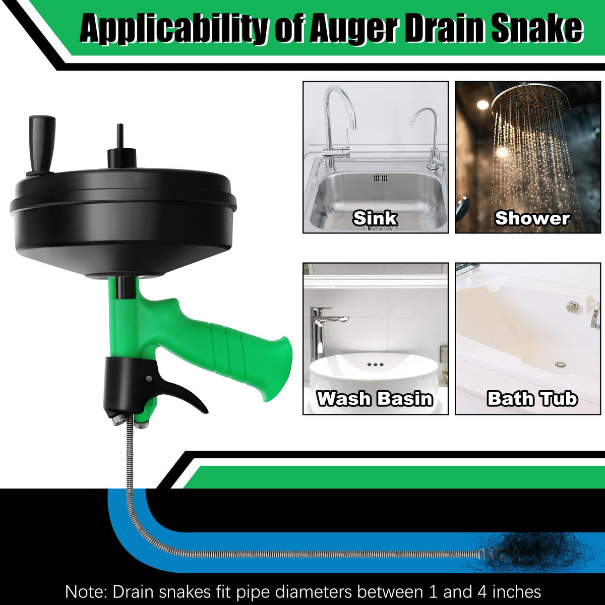 Vovoyager kitchen drain cleaning with 50ft snake handles grease and scraps.