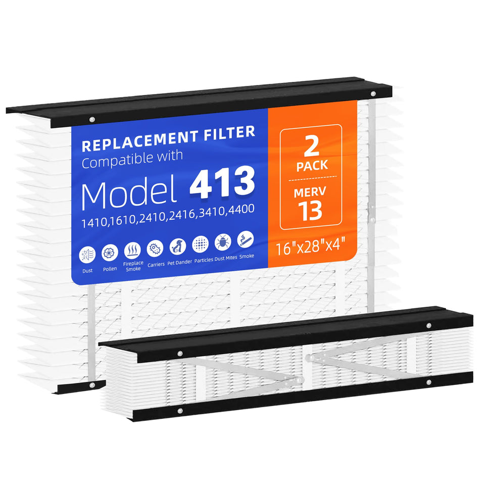 VOYAR 413 replacement filter with fold design traps dust efficiently for Aprilaire 413 units.