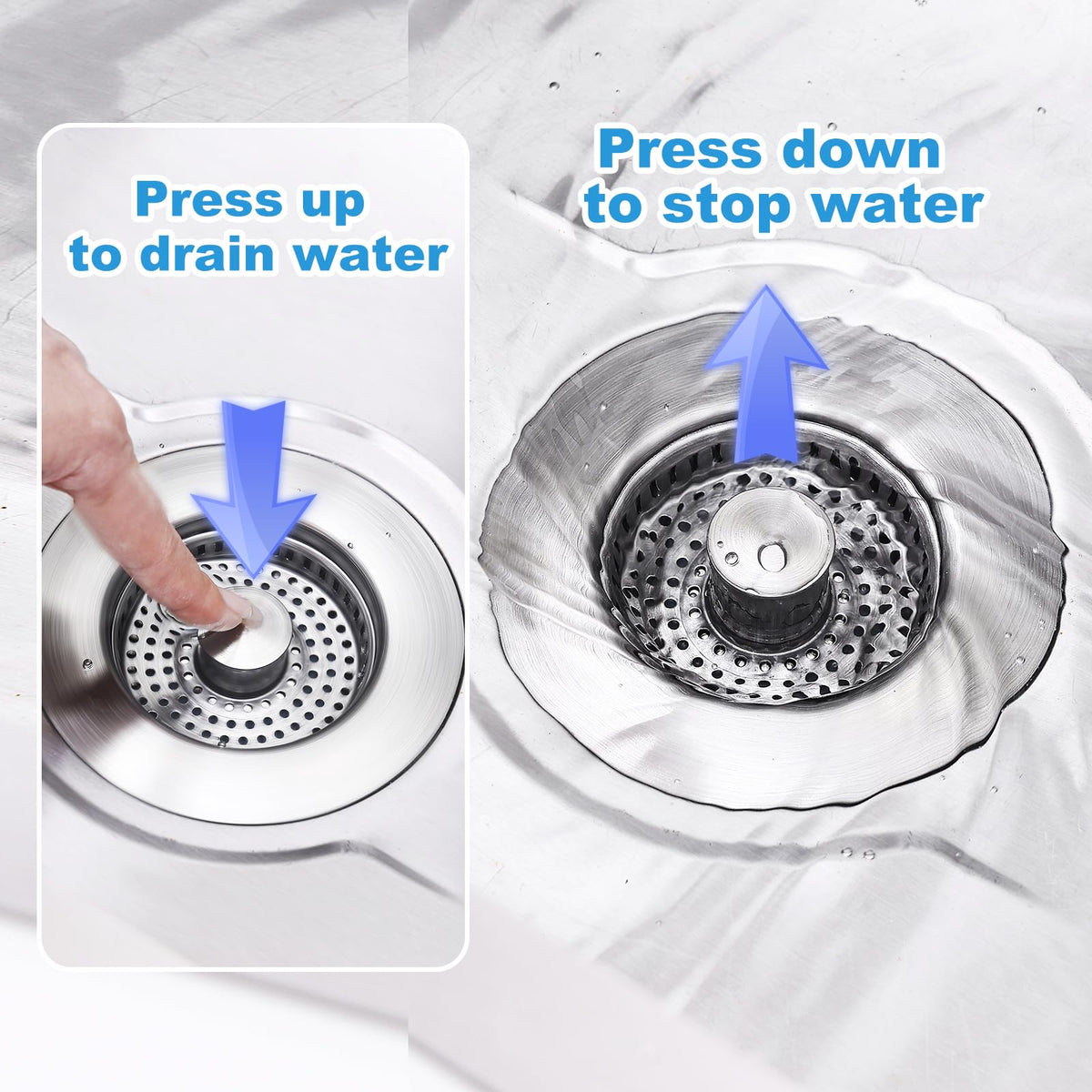 Voze drain stopper with silicone seal for a tight, leak-free fit