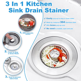 Voze stainless steel drain basket filter trapping scraps before entering pipes