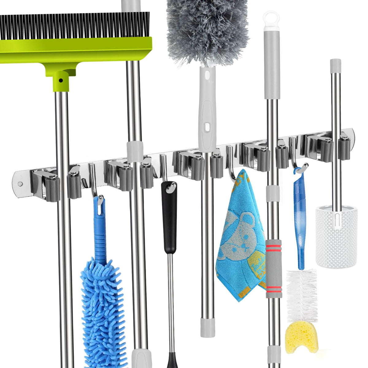 Voze stainless steel mop organizer highlights rustproof 304 material for durability