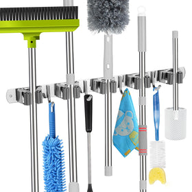 Voze stainless steel mop organizer highlights rustproof 304 material for durability