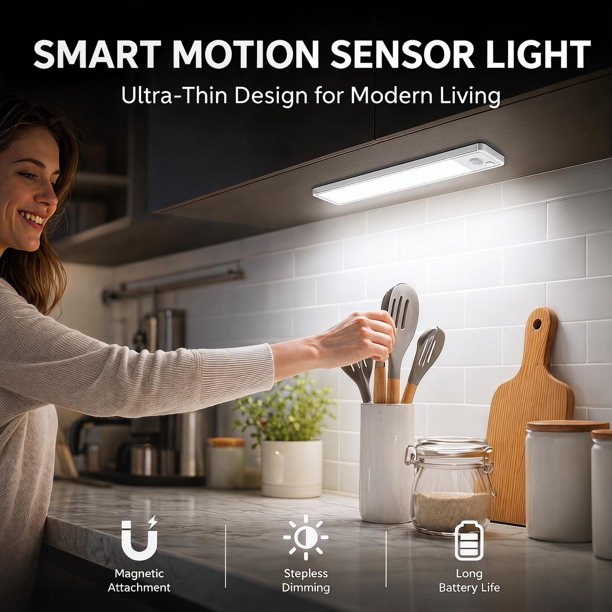 VOZUJI closet sensor light activating on motion for easy navigation