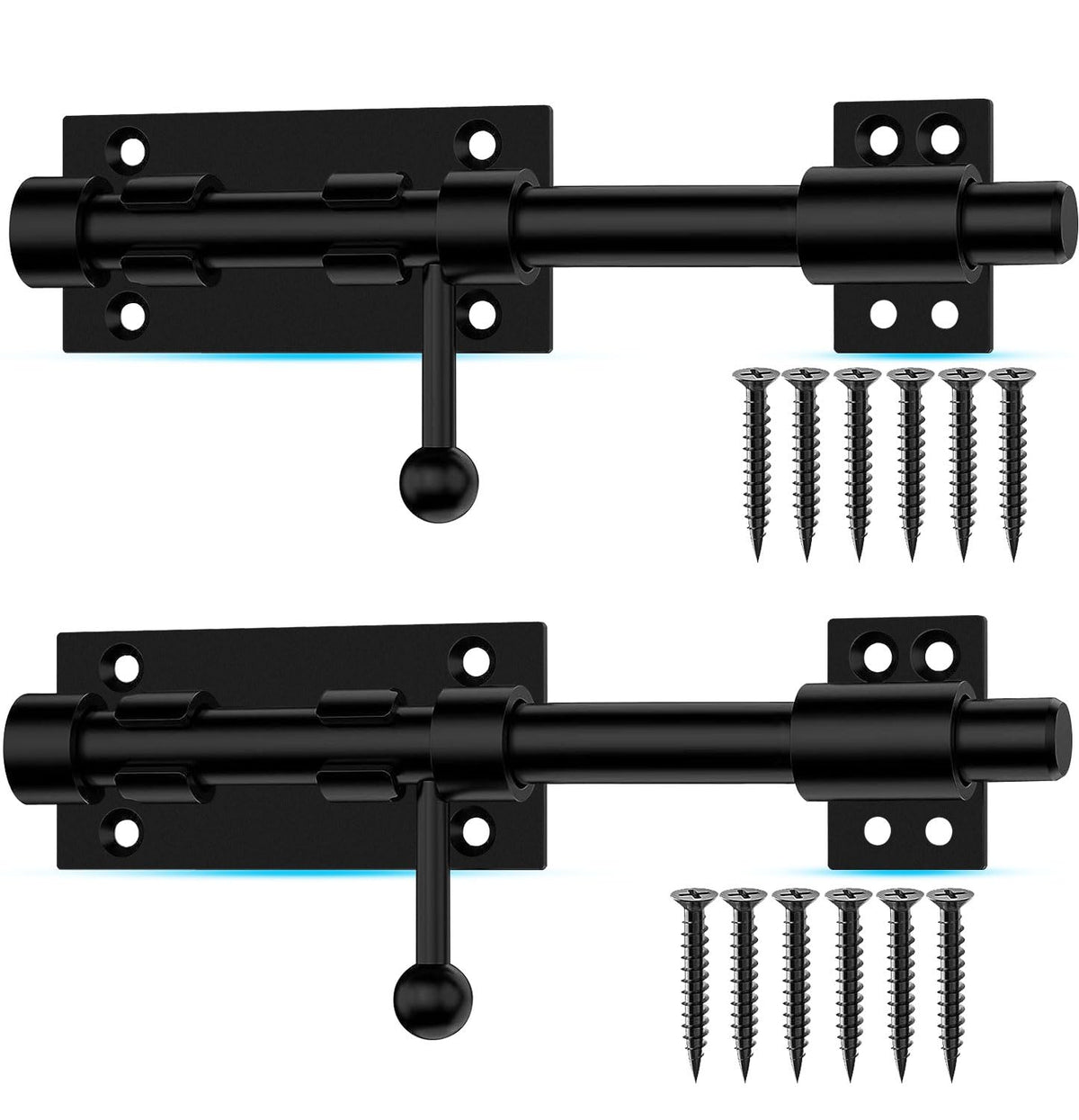 V·RESOURCING slide bolt latch, 7-8 inch black, for secure gates.