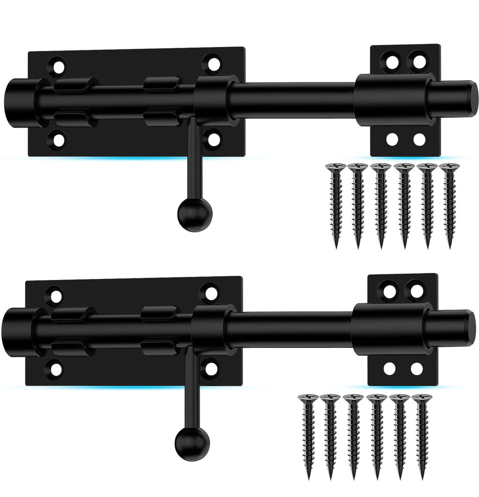 V·RESOURCING slide bolt latch, 7-8 inch black, for secure gates.