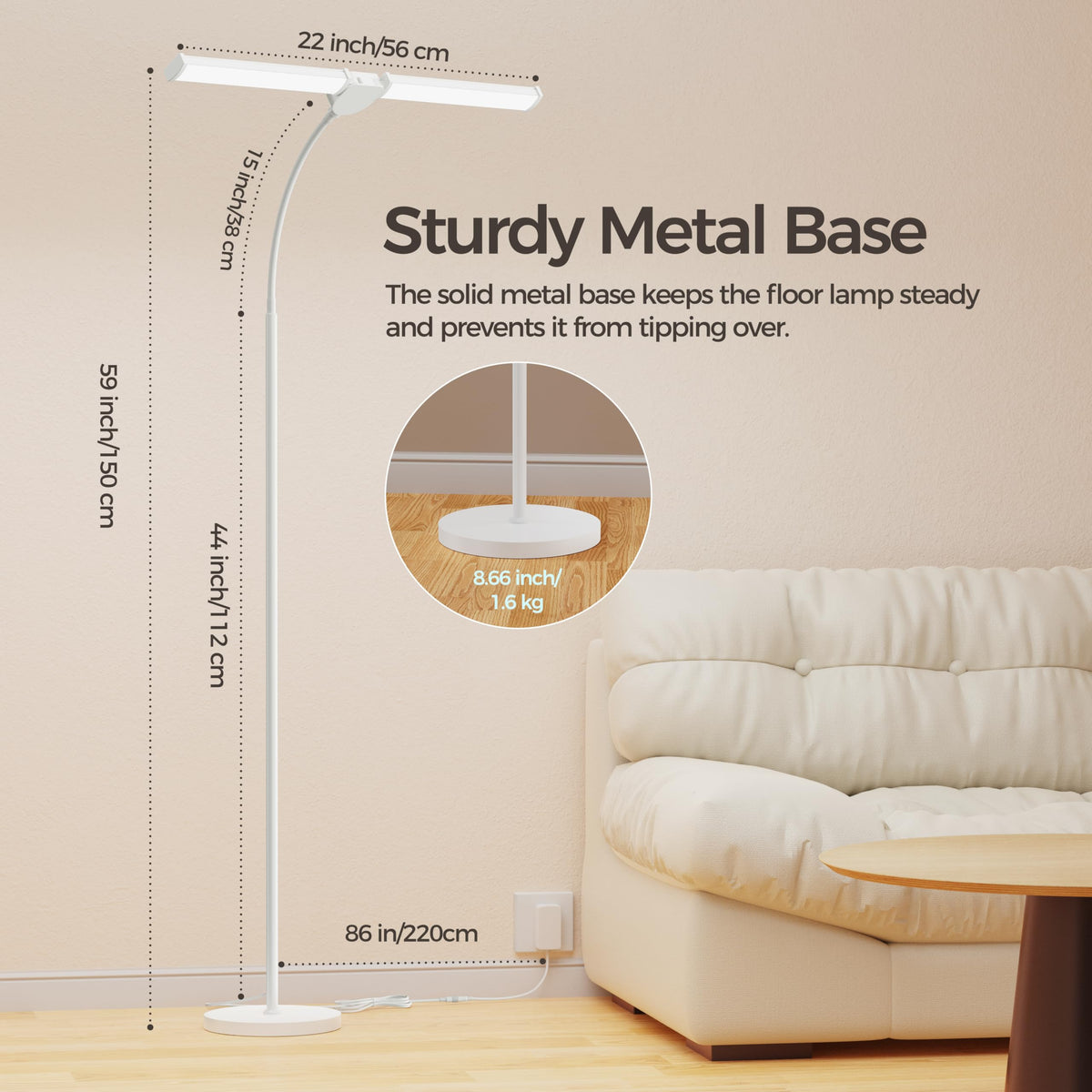 VRimNowit LED floor lamp easy base assembly for quick setup