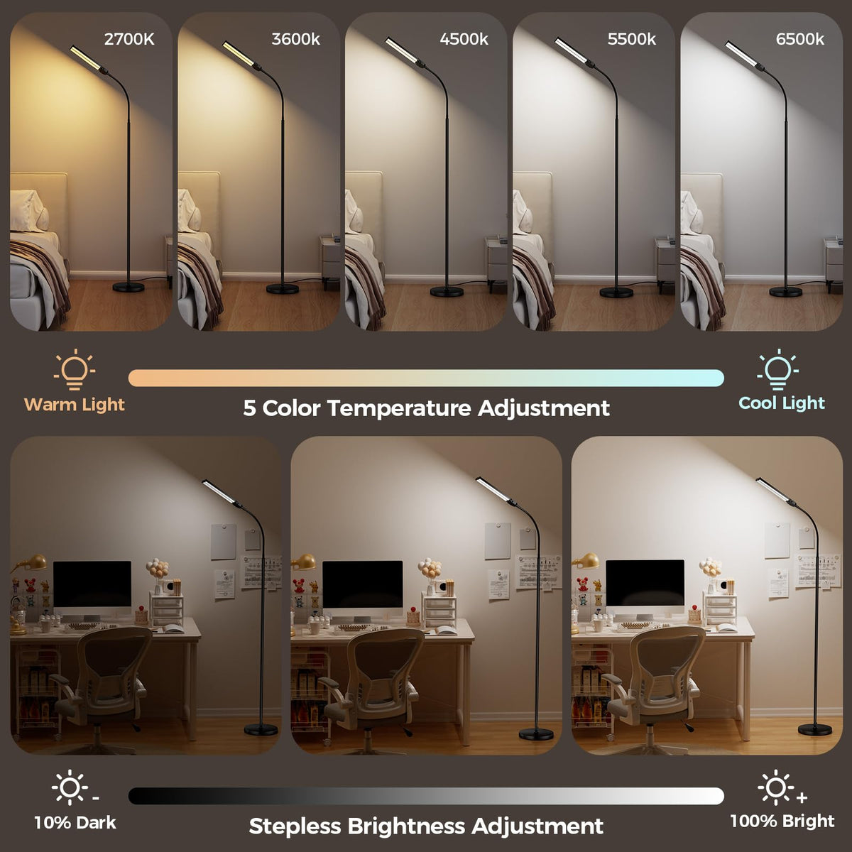 VrimNowit lamp offers five color temperatures for warm to cool ambience.