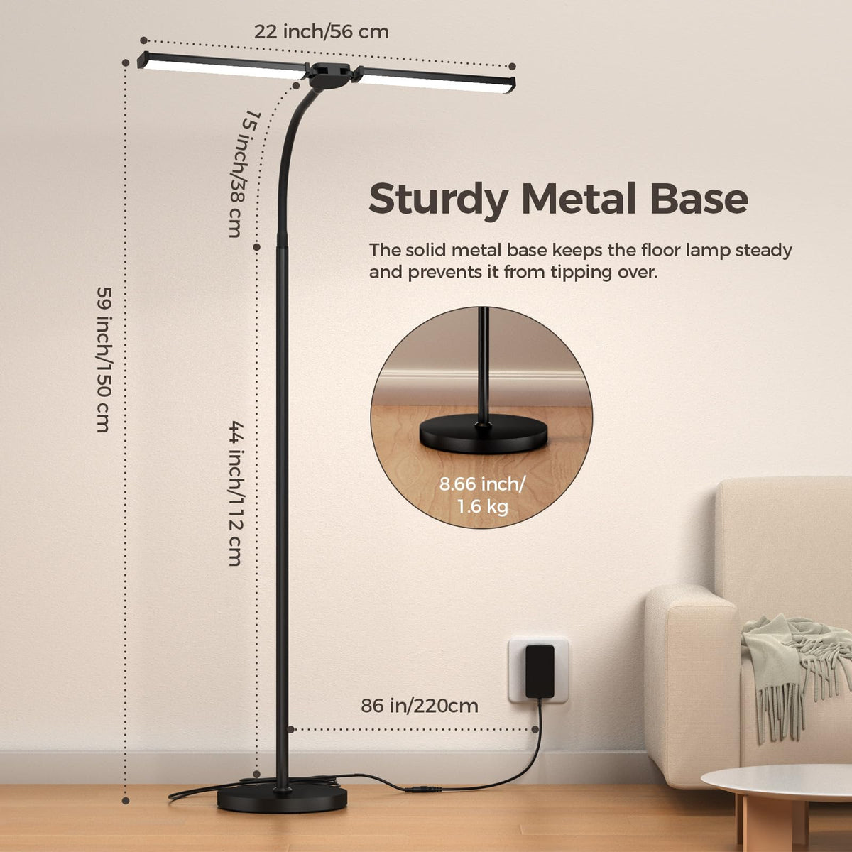 VrimNowit goose-neck provides 360-degree adjustability for precise lighting.