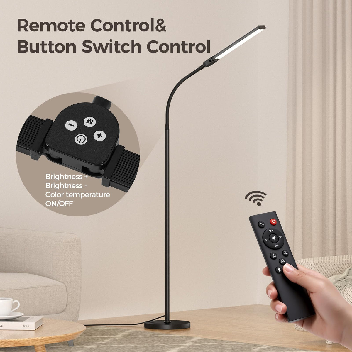 VrimNowit tall lamp delivers soft, flicker-free illumination for living spaces.