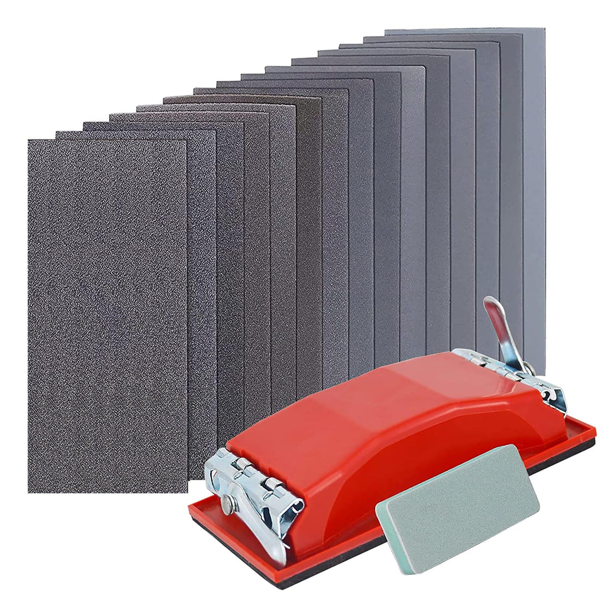 VRKET wet & dry sandpaper set laid out for versatile finishing projects.