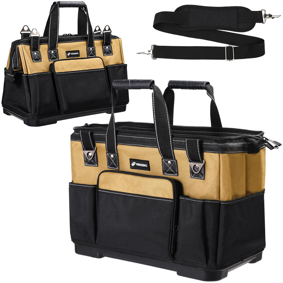 VSHXENG 20in large tool bag main compartment keeps tools organized and within reach.