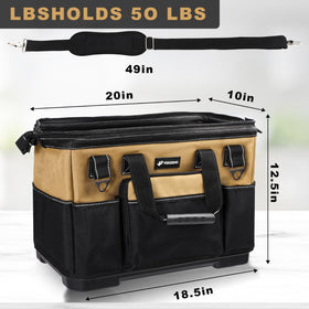 VSHXENG hard-molded bottom protects contents in rugged work sites.