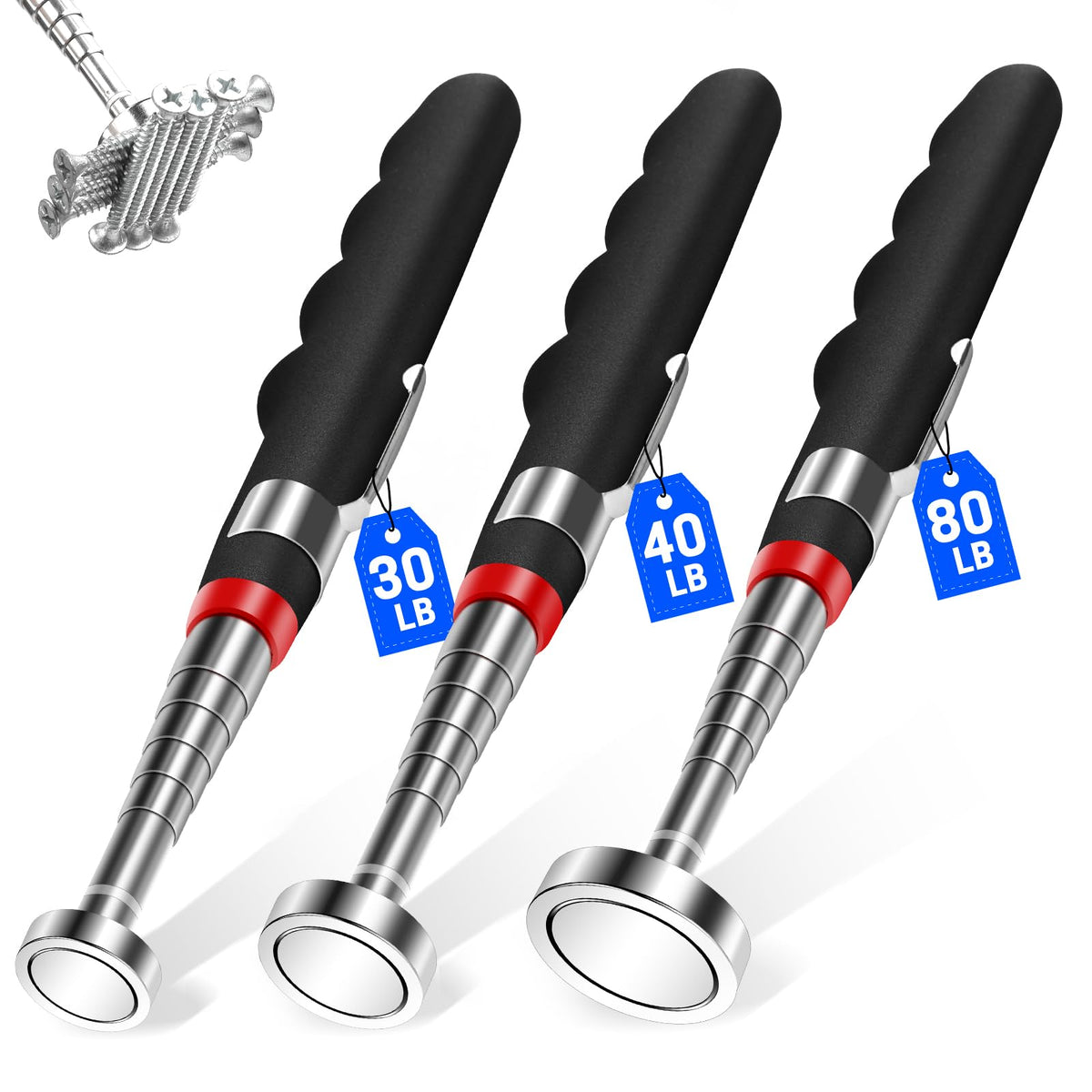 VSKIZ magnetic pick up tool extended to 31 inches for hard-to-reach bolts