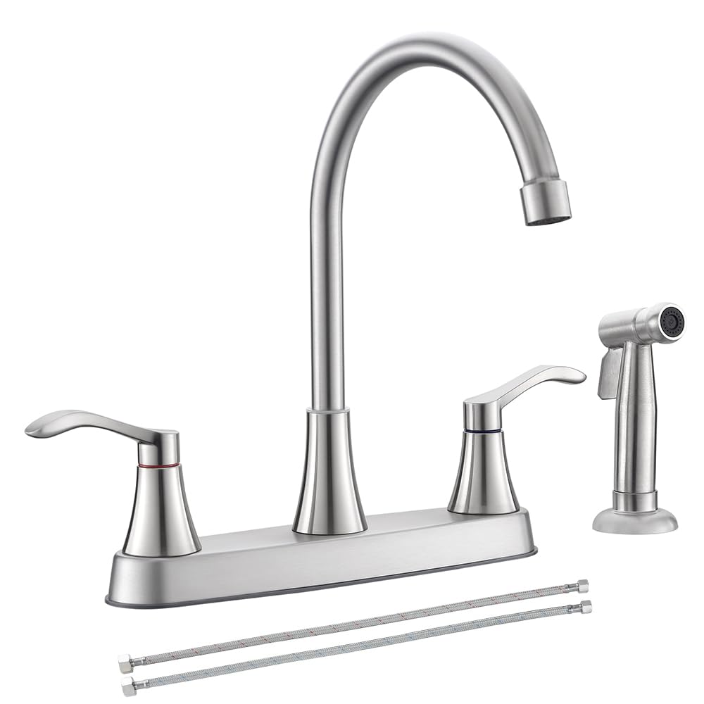 Vsunhoo brushed nickel faucet front view with fingerprint resistant finish.