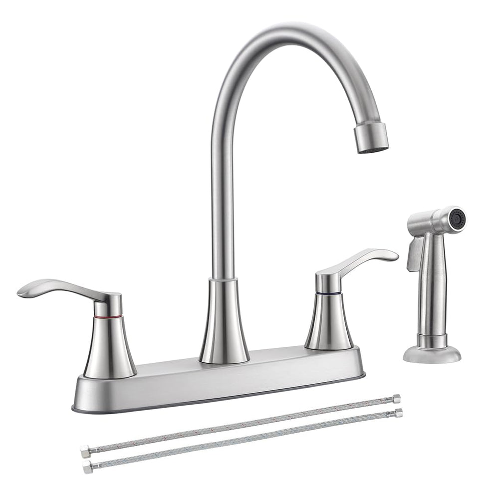 Vsunhoo brushed nickel faucet front view with fingerprint resistant finish.