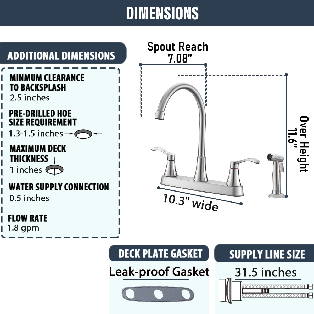 Vsunhoo finish resists water spots and fingerprints in daily kitchen use.