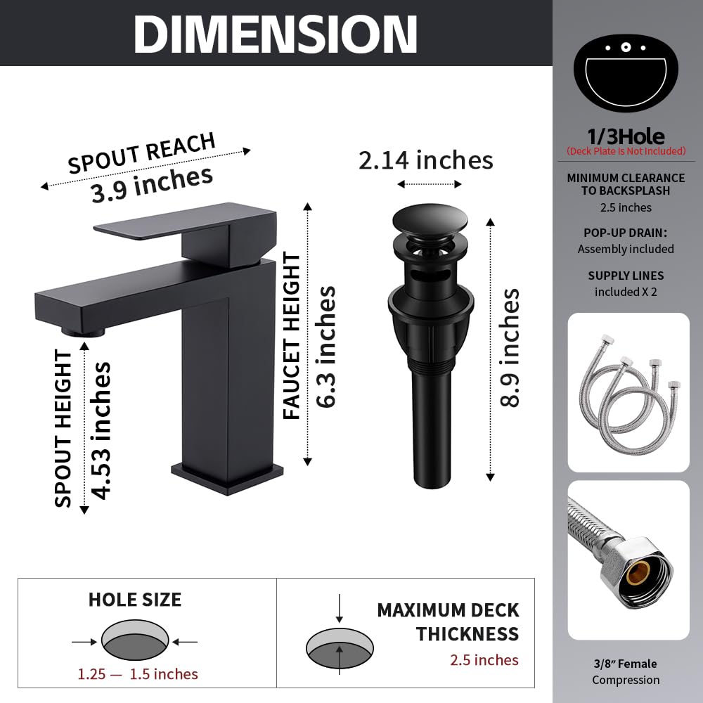 VSUNHOO pop-up drain included for clean, easy maintenance and overflow protection.