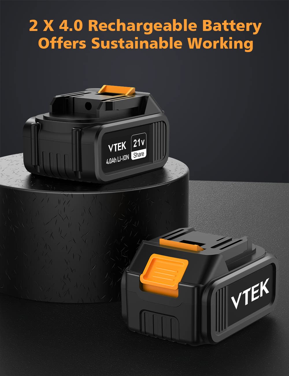 VTEK kit includes two batteries, charger, and case for mobility.