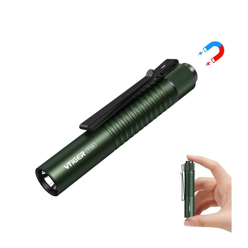 VTIGER T1A pocket flashlight with clip for hands-free access