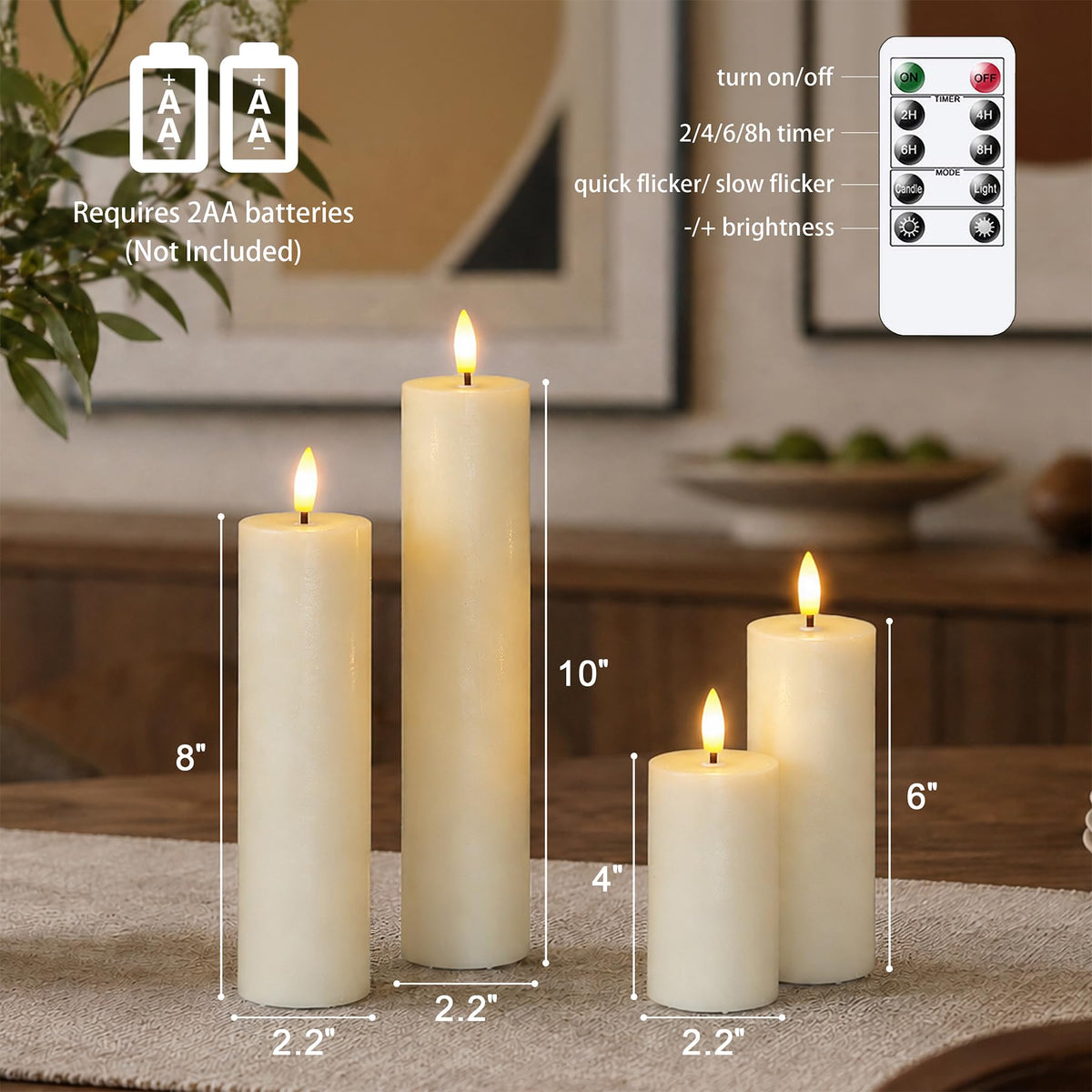 Vtobay real wax texture enhances authentic candle look without flame.