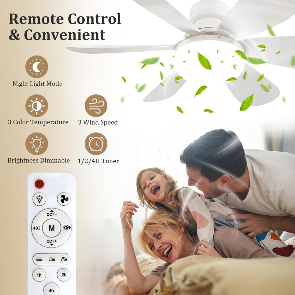 Compact 20.5-inch ceiling fan light fits small spaces with strong airflow