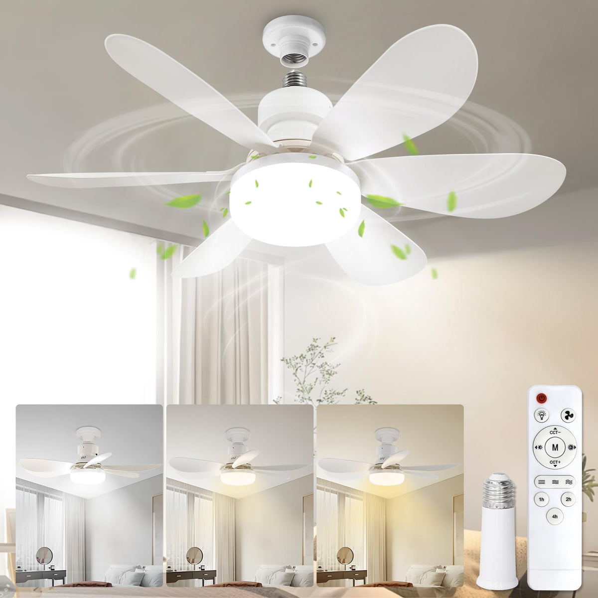 VTYXCTIGJ socket fan light with remote control for easy in-room operation