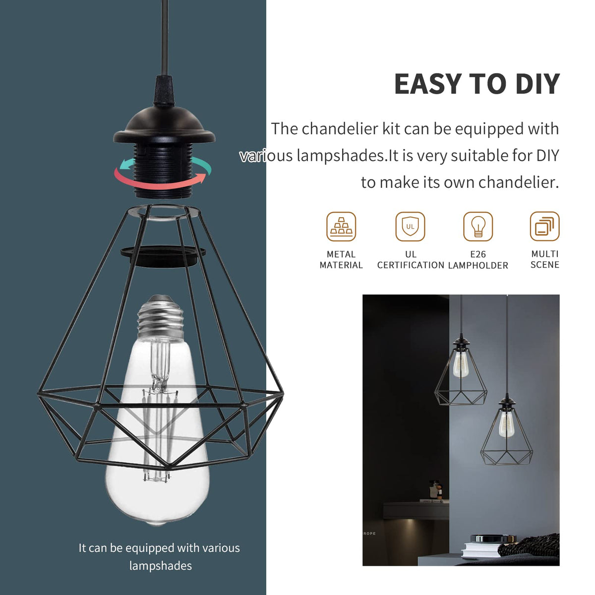 VTYXCTIGJ UL-certified cord for safe, durable hanging lighting