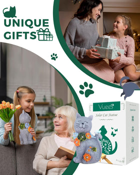Vuees solar cat with flowers provides whimsical lighting for durable outdoor decor.