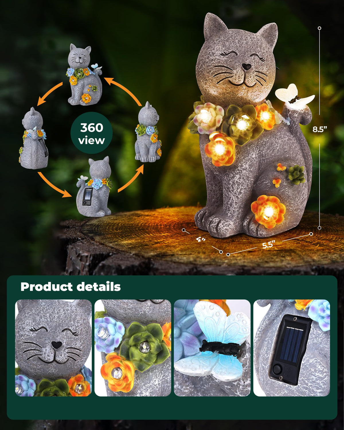 Vuees garden statue is waterproof for year-round outdoor use.