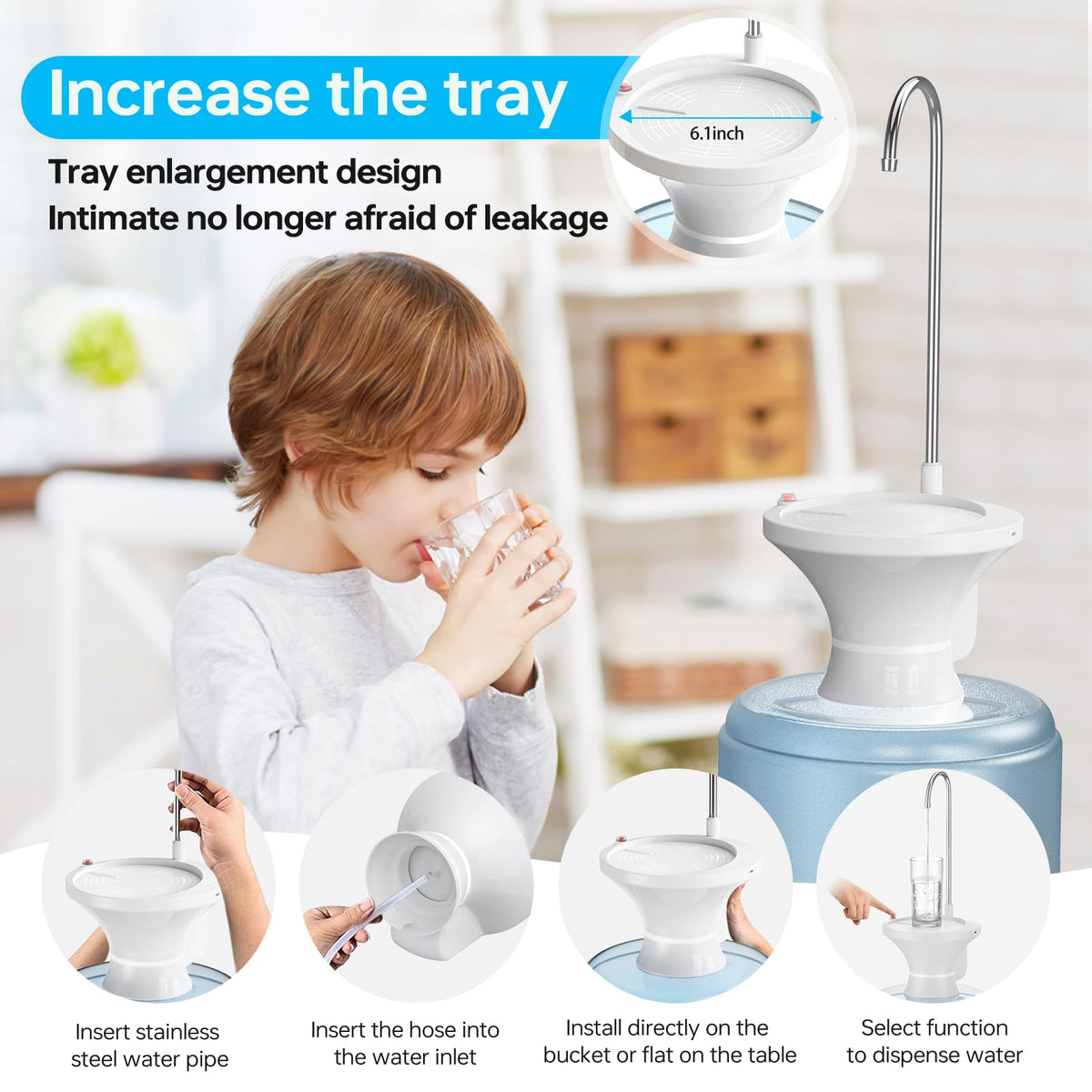 VUIYA USB-rechargeable water pump suitable for home or office