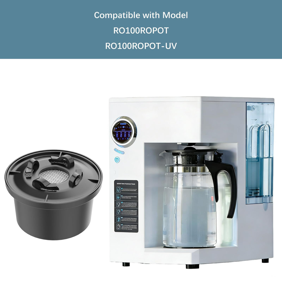 VUTEE alkaline remineralization filter installed in RO system balances taste and mineral content.