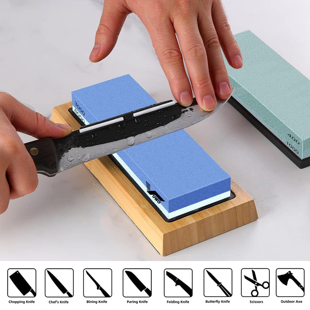 vuwo bamboo base provides steady grip during sharpening sessions