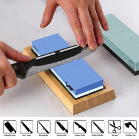 vuwo bamboo base provides steady grip during sharpening sessions